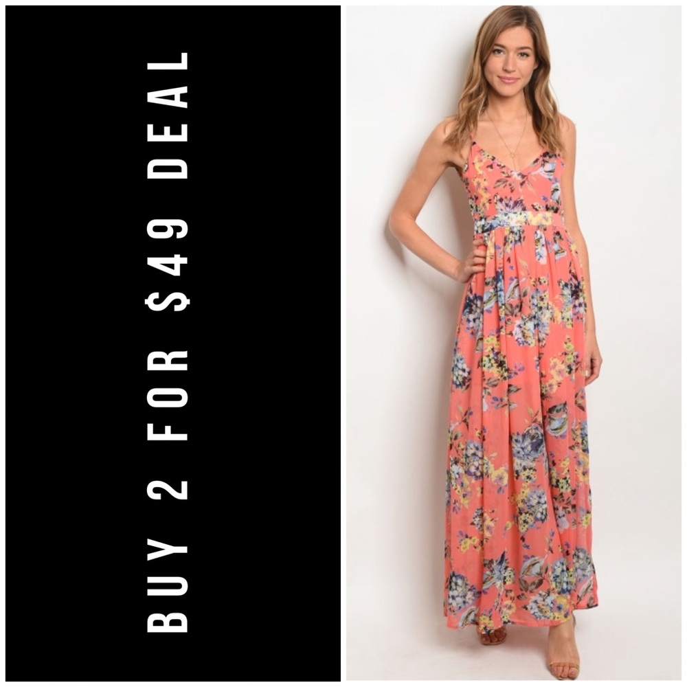 LAST1️⃣//CORAL FLORAL DRESS